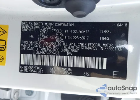 2018 Lexus Nx 300H z USA, uszkodzony, nr VIN JTJBJRBZ3J2094531